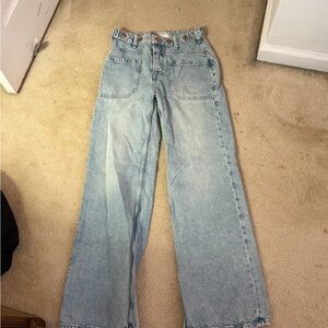 Free People Light Denim Wide Leg Jeans